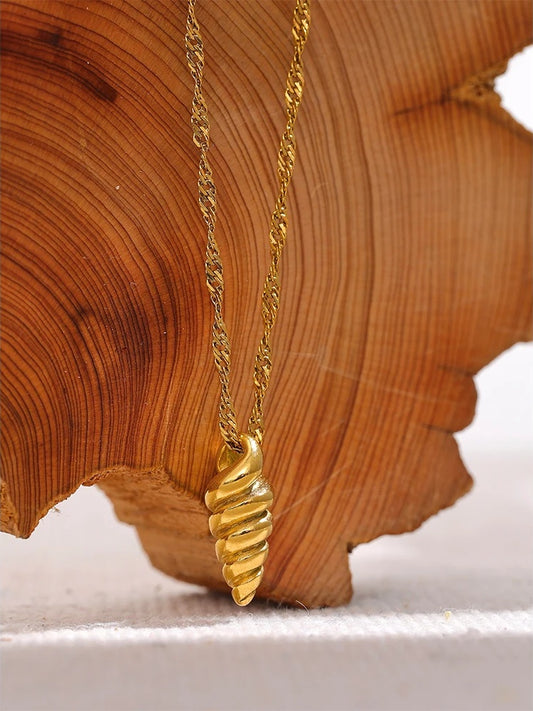 Conch pendant gold color minimalist necklace - product image