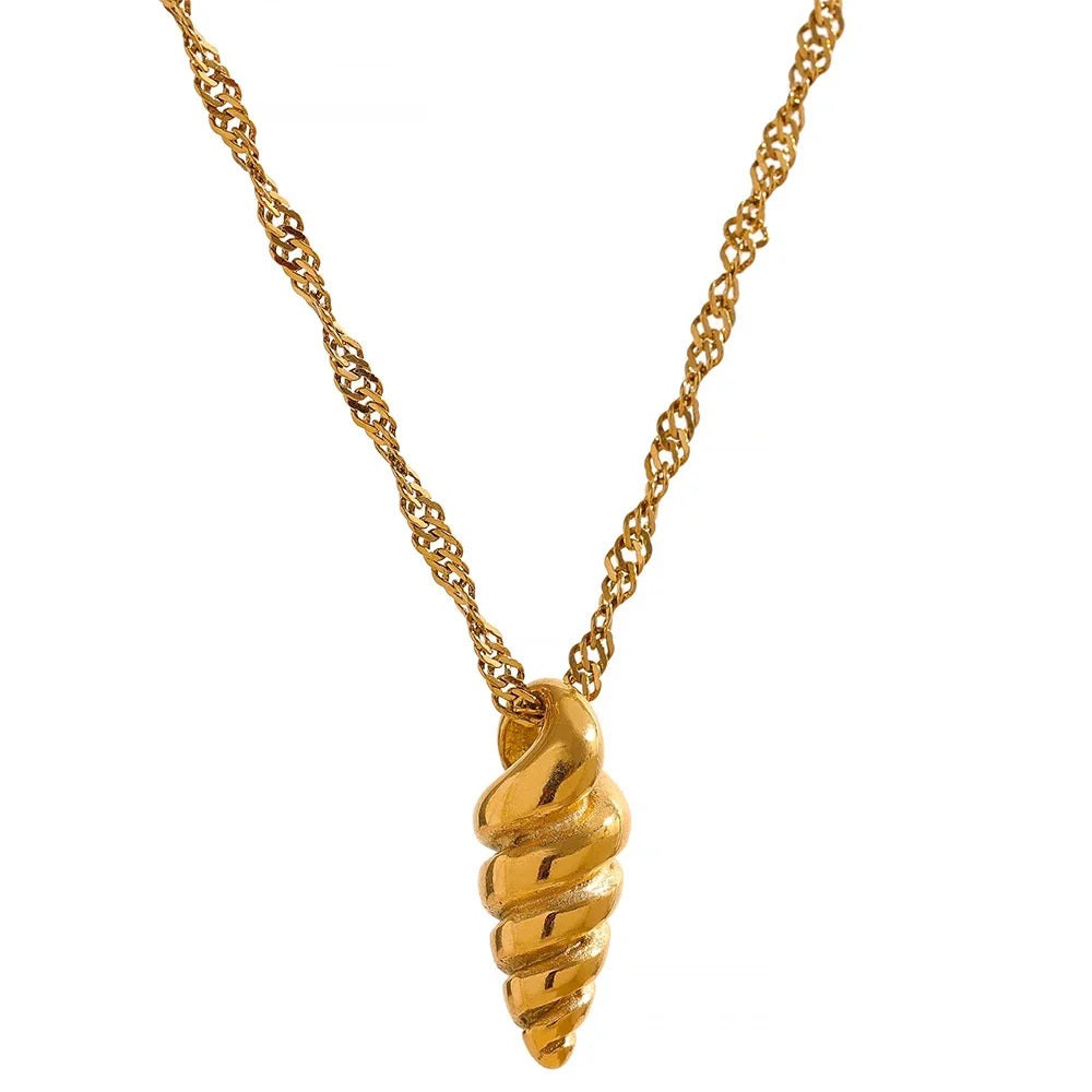 Conch pendant gold color minimalist necklace - product image