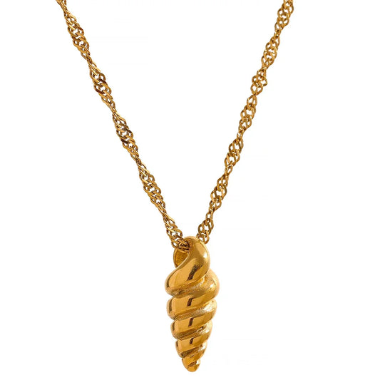 Conch pendant gold color minimalist necklace - product image