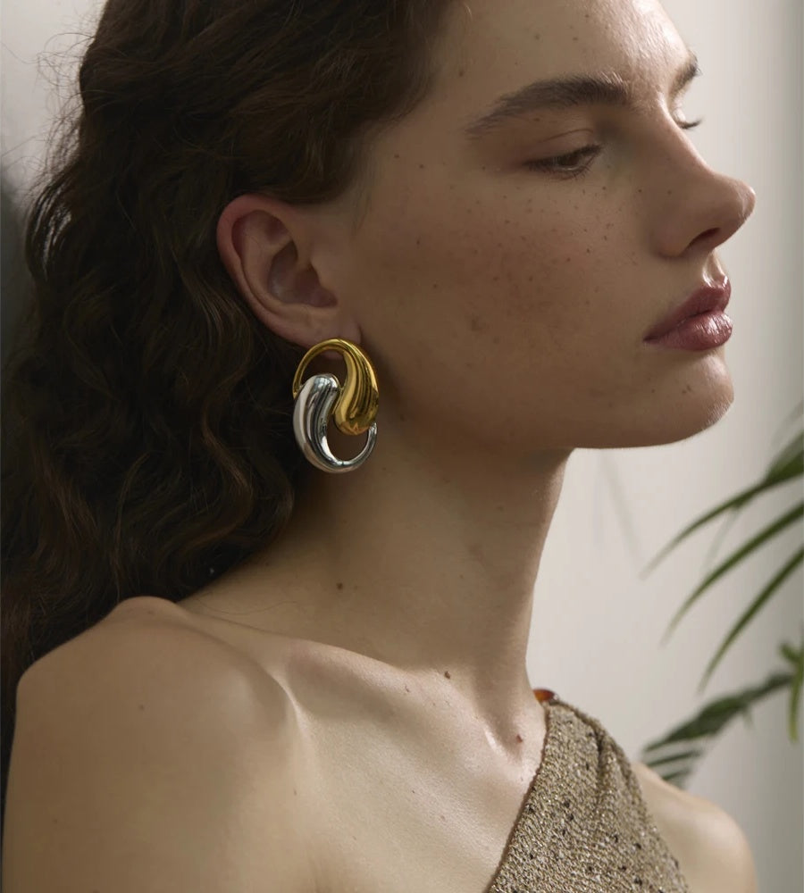 Contemporary big stud minimalist earrings - product image
