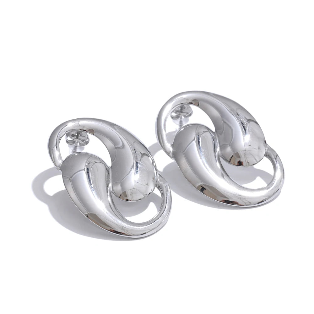 Contemporary big stud minimalist earrings - product image