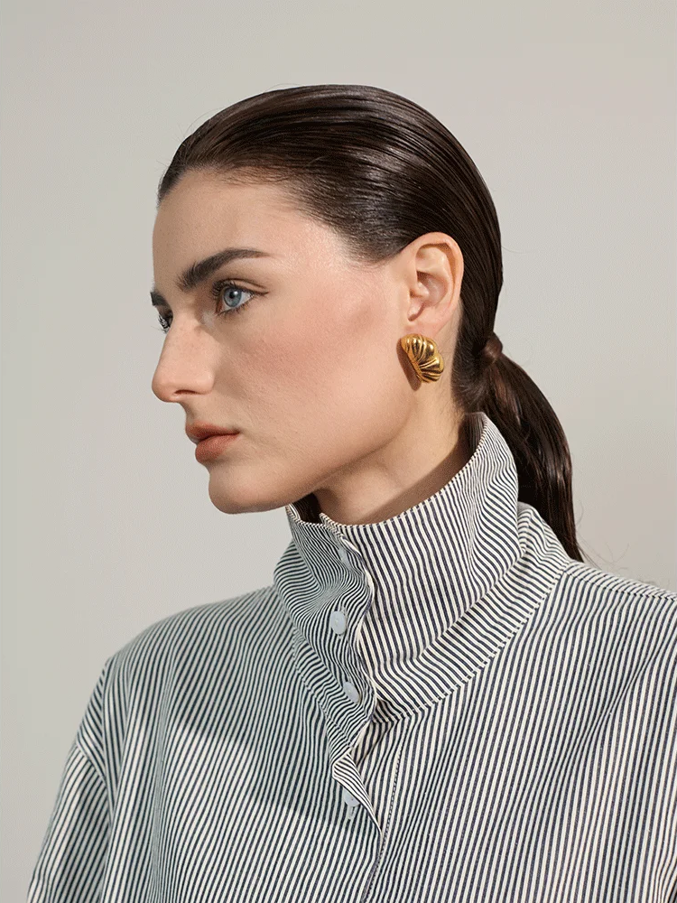 Contemporary chunky cast stud earrings women - product image