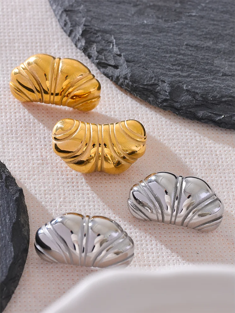 Contemporary chunky cast stud earrings women - product image