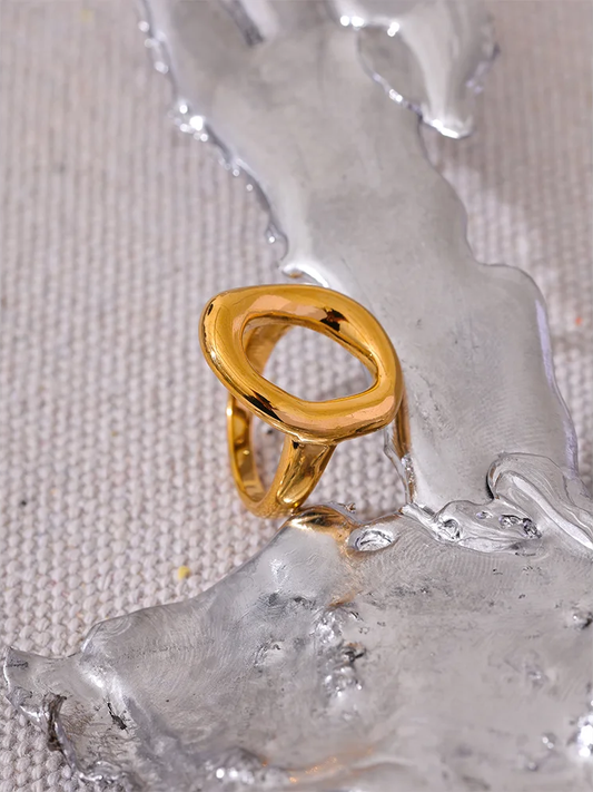Contemporary hollow minimalist waterproof fashion ring - product image