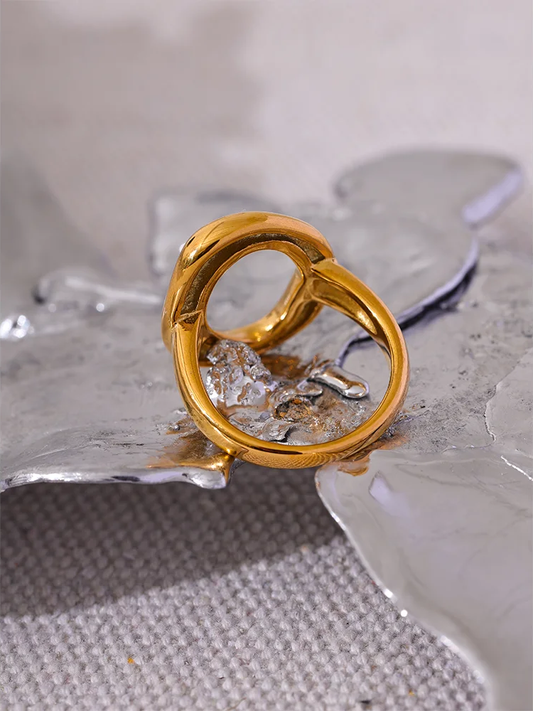 Contemporary hollow minimalist waterproof fashion ring - product image