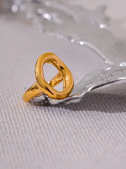 Contemporary hollow minimalist waterproof fashion ring - product image