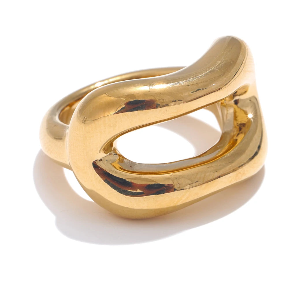 Contemporary hollow rust proof fashion statement ring - product image