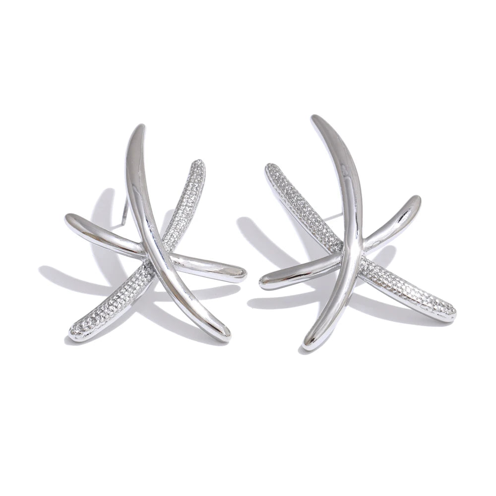 Contemporary push-back gold silver stud earrings - product image
