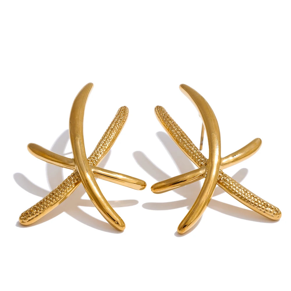 Contemporary push-back gold silver stud earrings - product image