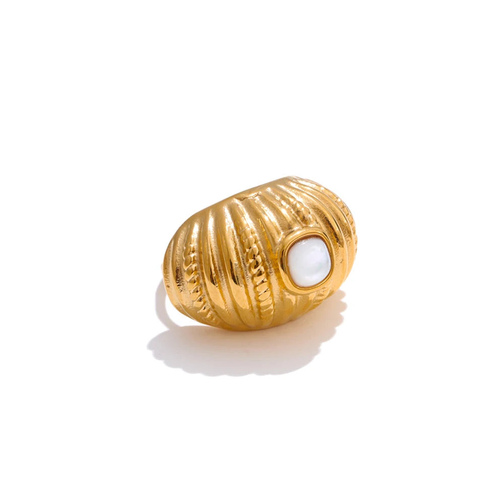 Contemporary shell adjustable wide ring - product image
