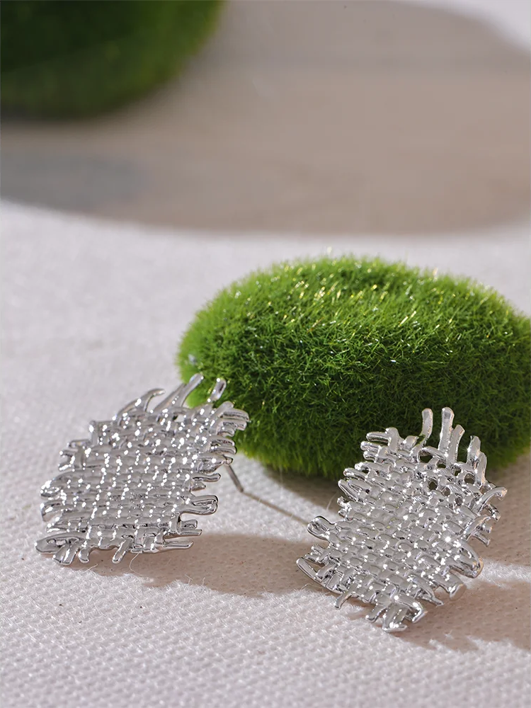 Contemporary statement metal stud earrings women - product image