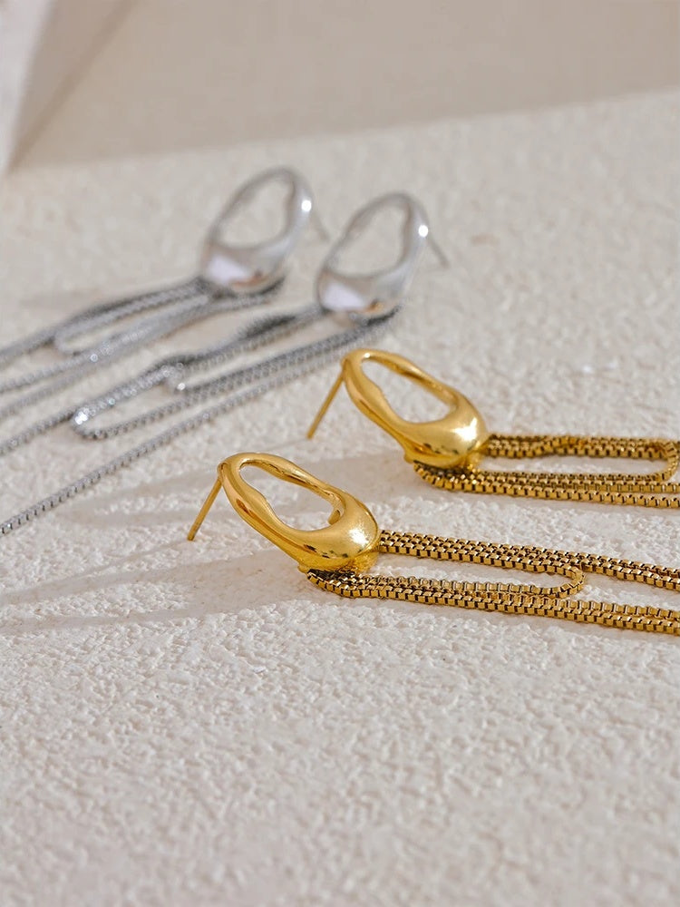 Contemporary tassel chain drop dangle earrings - product image
