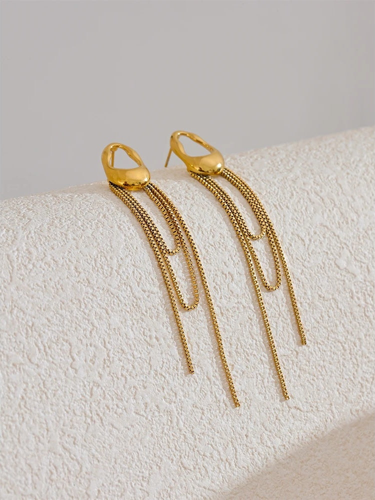 Contemporary tassel chain drop dangle earrings - product image