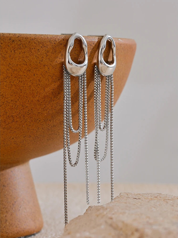 Contemporary tassel chain drop dangle earrings - product image