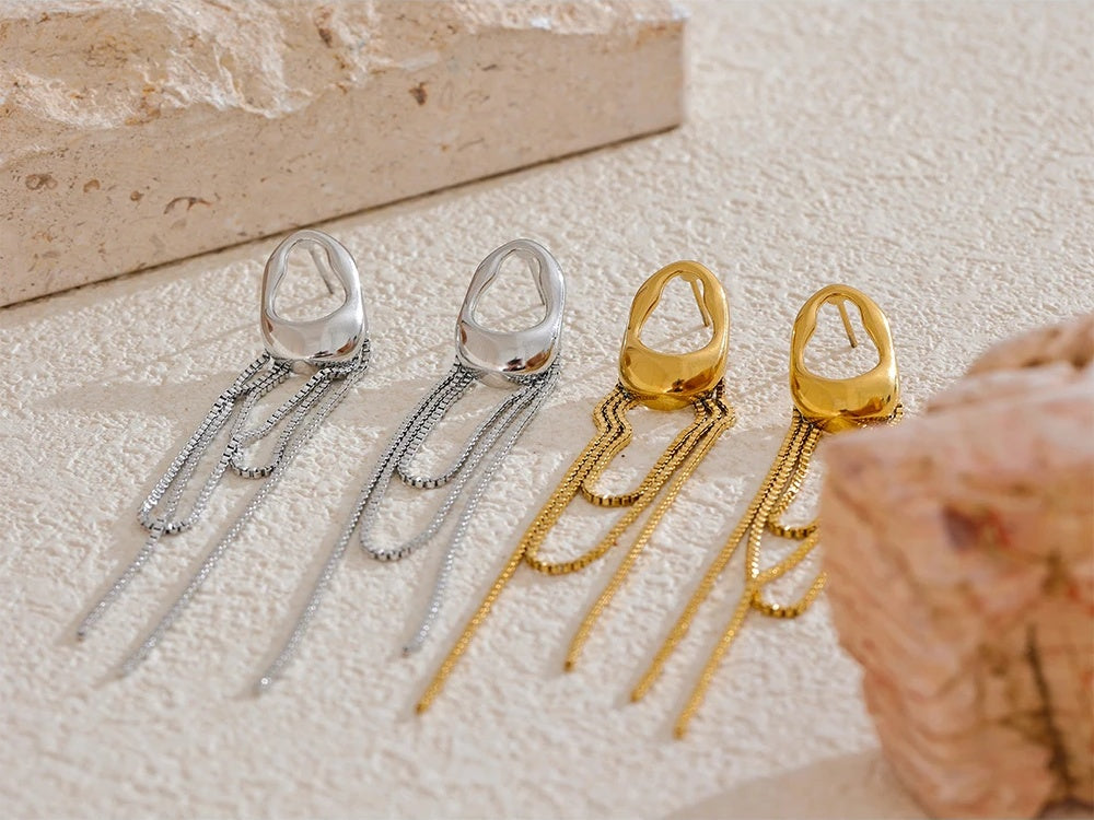 Contemporary tassel chain drop dangle earrings - product image