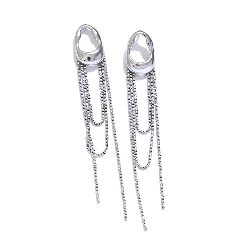 Contemporary tassel chain drop dangle earrings - product image