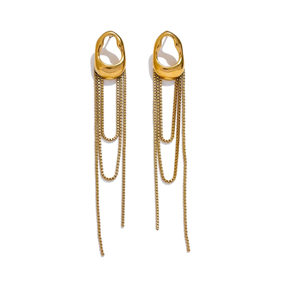 Contemporary tassel chain drop dangle earrings - product image