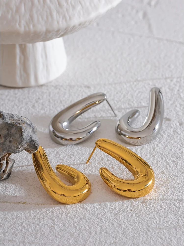 Contemporary textured allergy-free stud earrings - product image