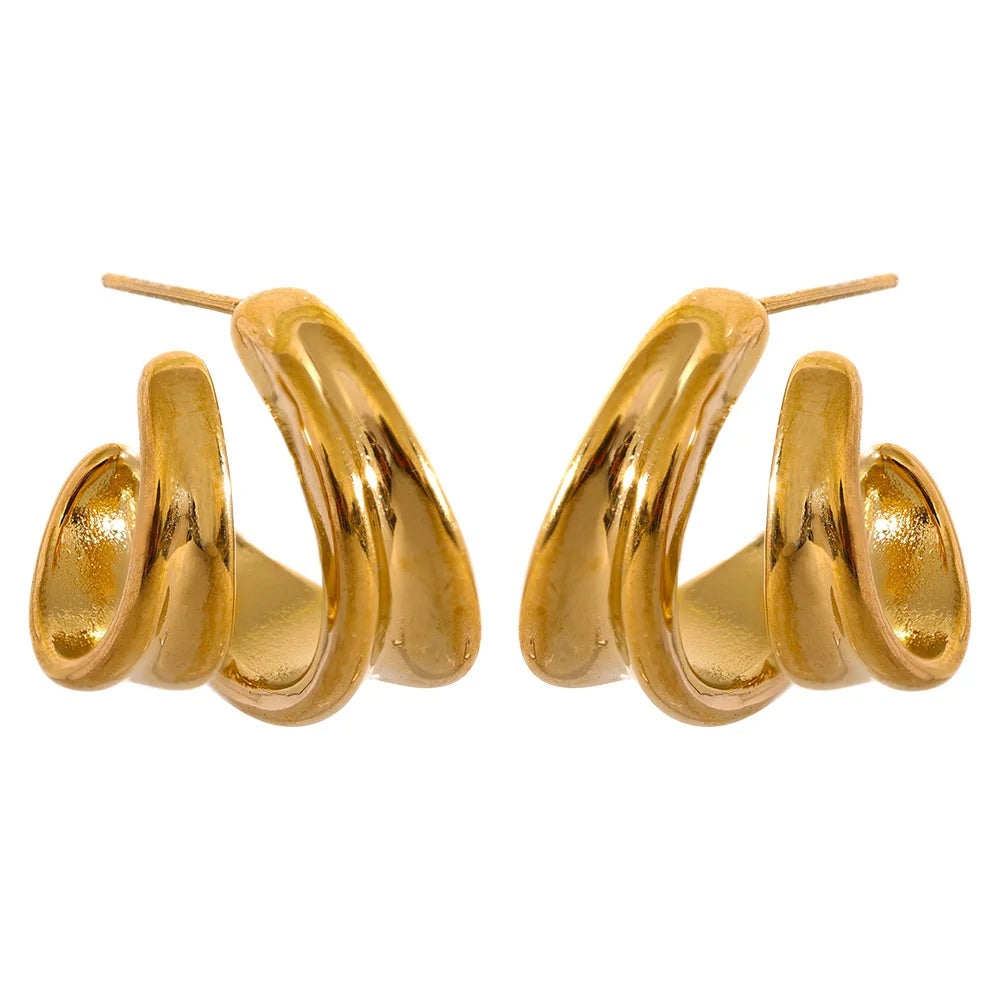 Contemporary unusual huggie metal texture earrings - product image