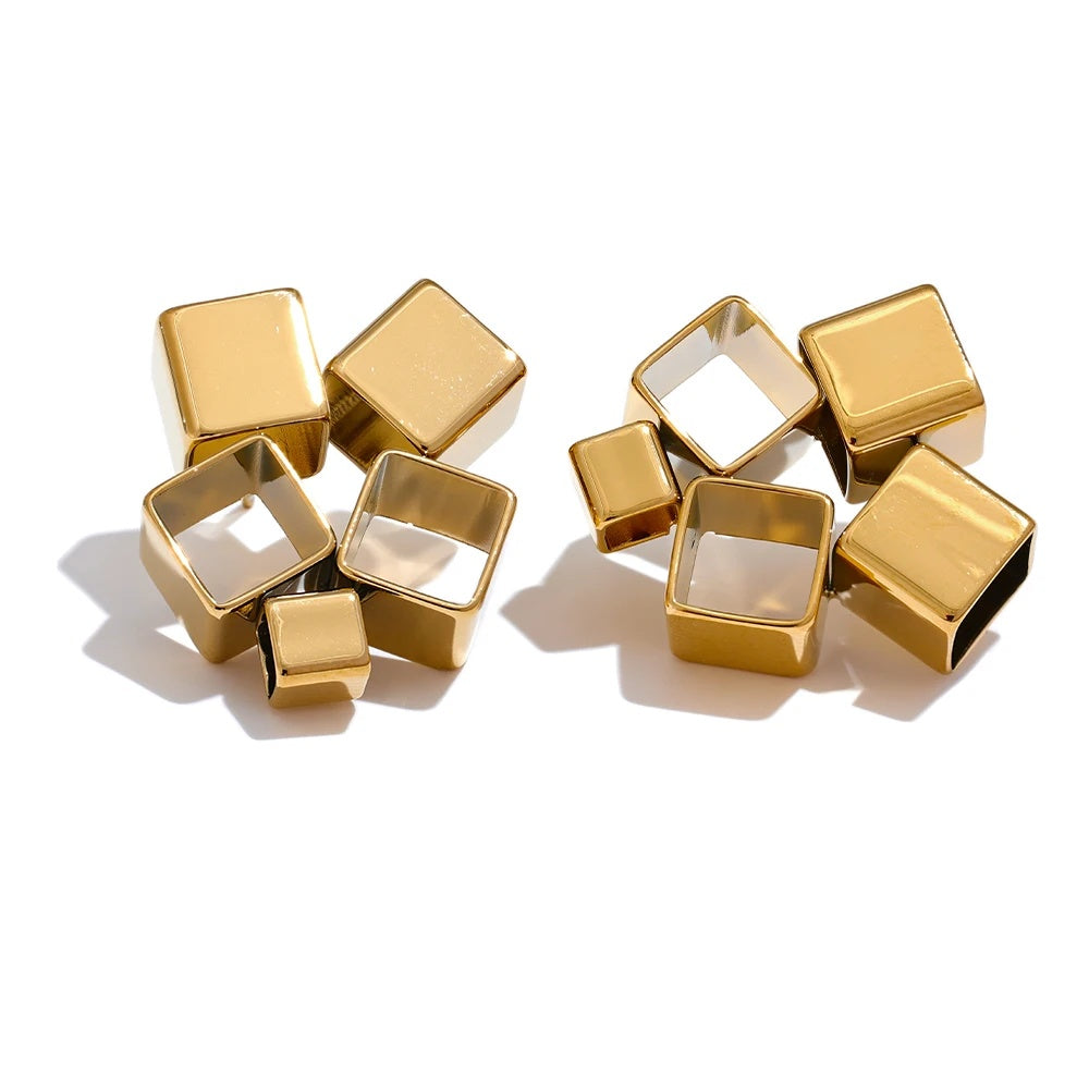 Creative minimalist square hollow push-back earrings - product image
