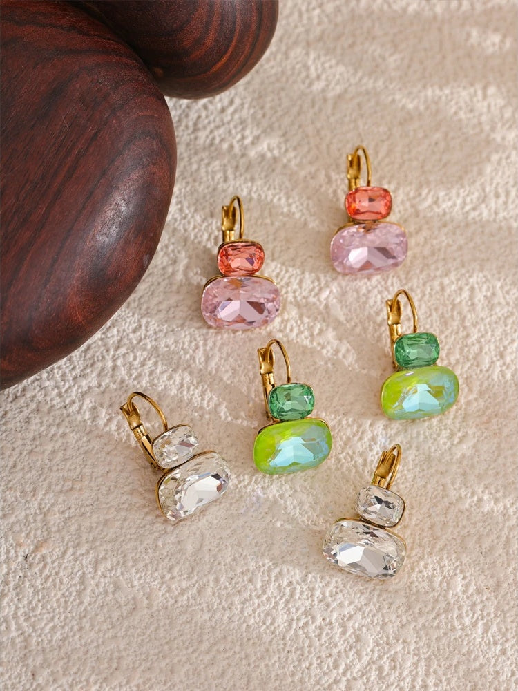 Crystal candy french hoop trendy stud earrings - product image