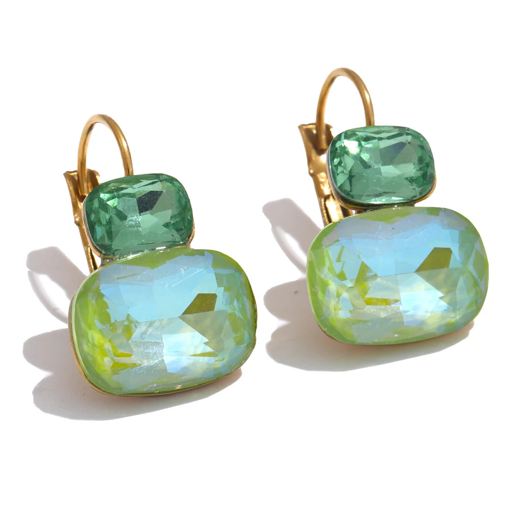 Crystal candy french hoop trendy stud earrings - product image