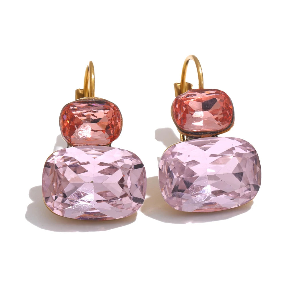 Crystal candy french hoop trendy stud earrings - product image