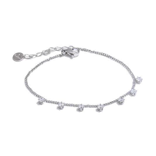 Cubic zirconia chain bracelet bangle gold silver color - product image