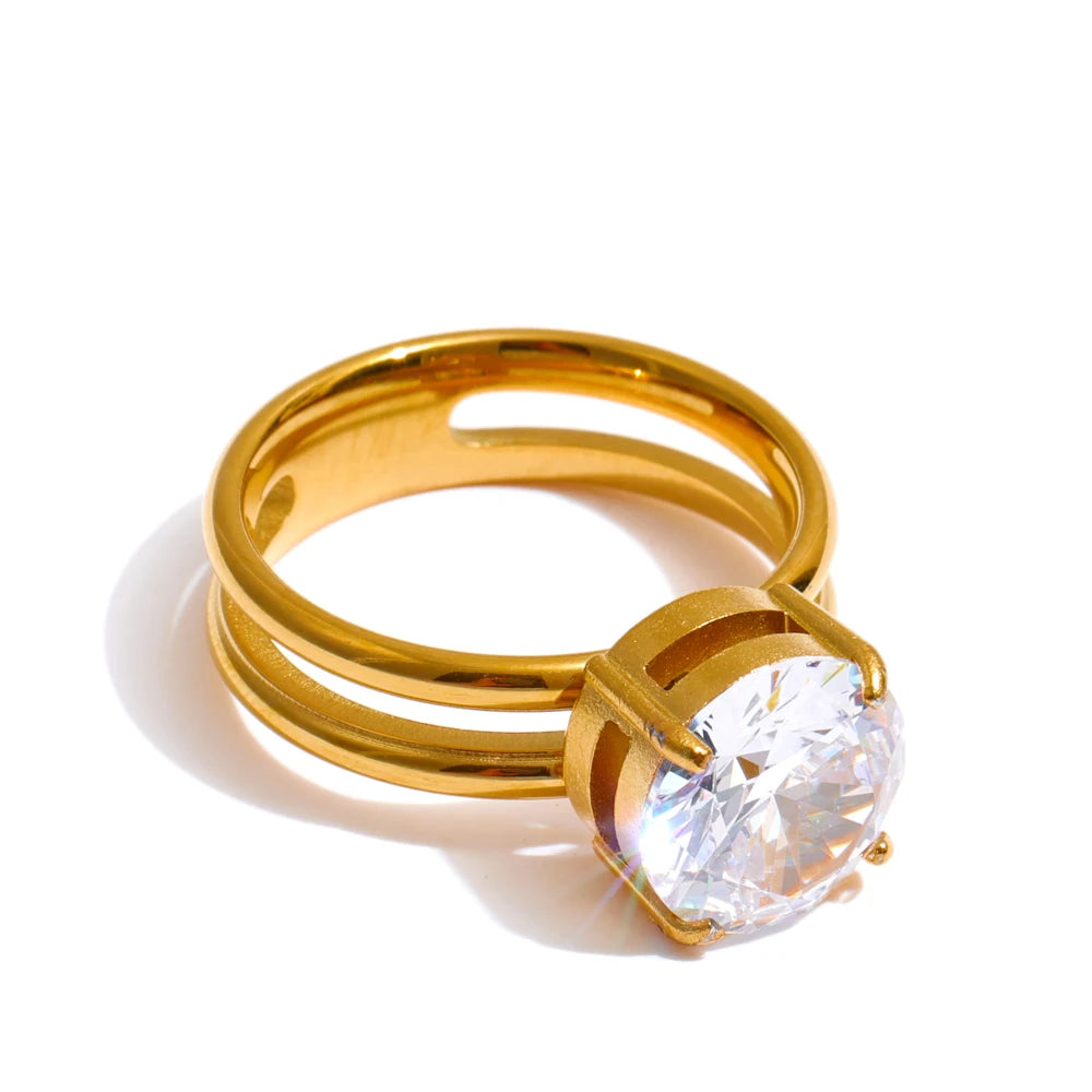Cubic zirconia classic contemporary casting ring - product image