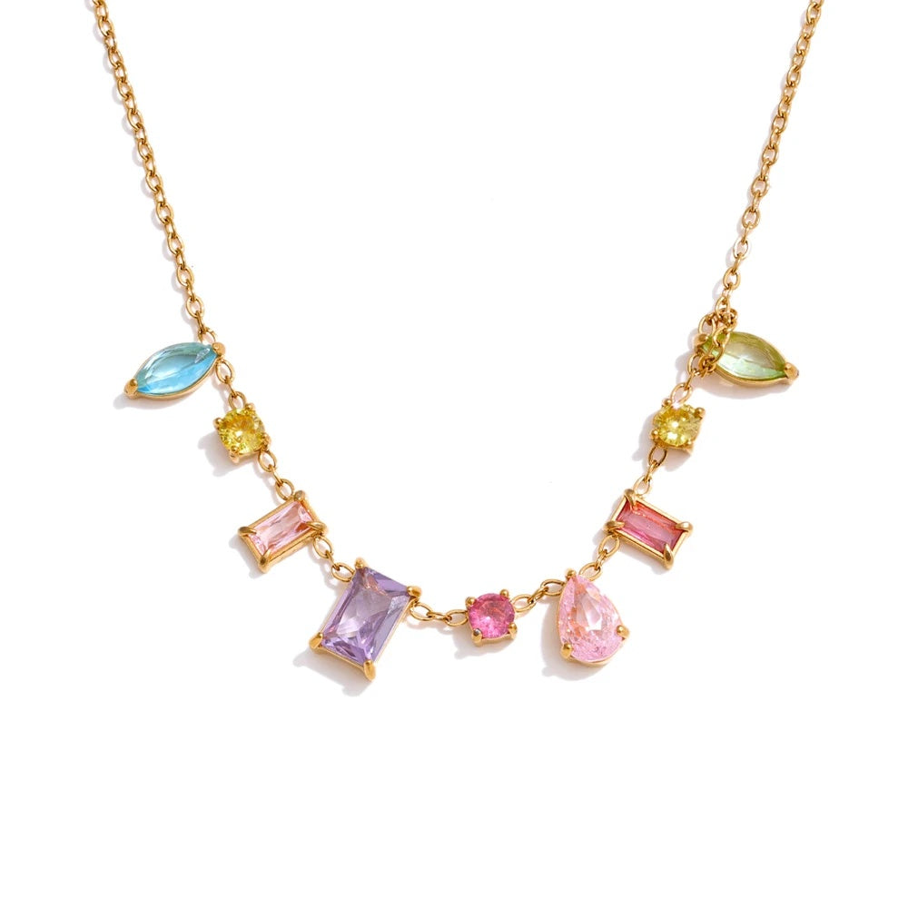 Cubic zirconia colorful contemporary pendant necklace - product image