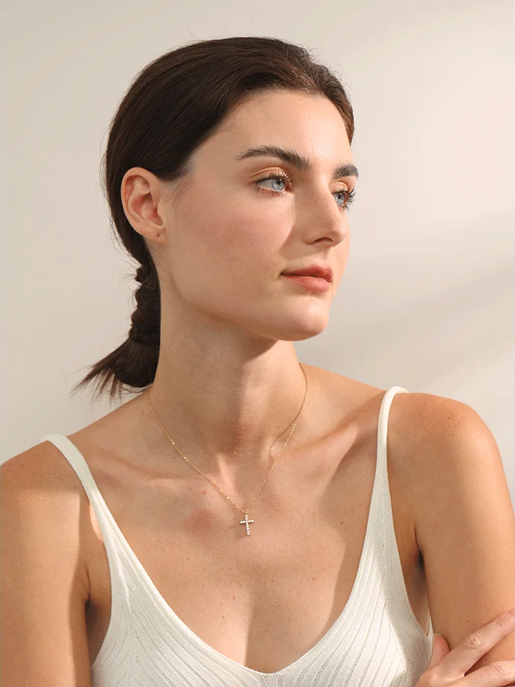 Cubic zirconia cross pendant necklace - product image