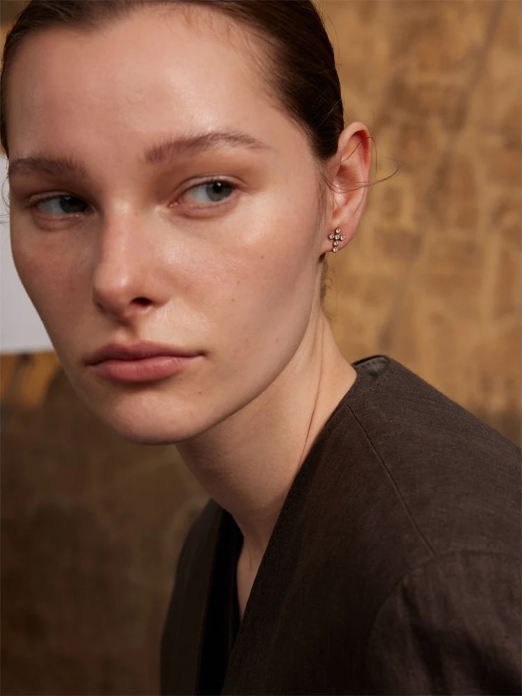 Cubic zirconia cross small push-back stud earrings - product image