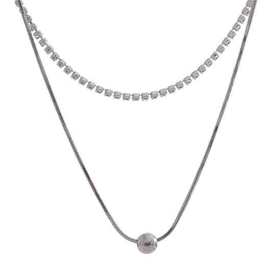 Cubic zirconia double layer chain necklace - product image