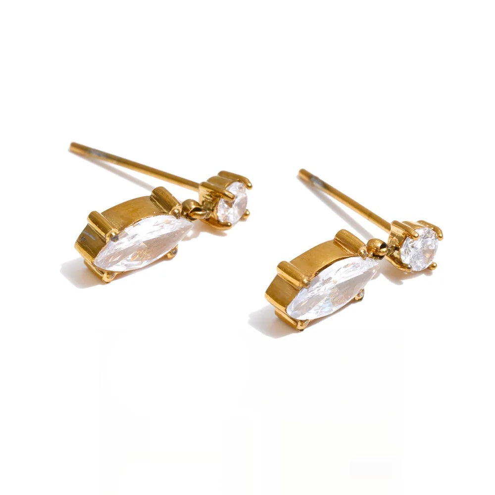 Cubic zirconia drop earrings modern design - product image