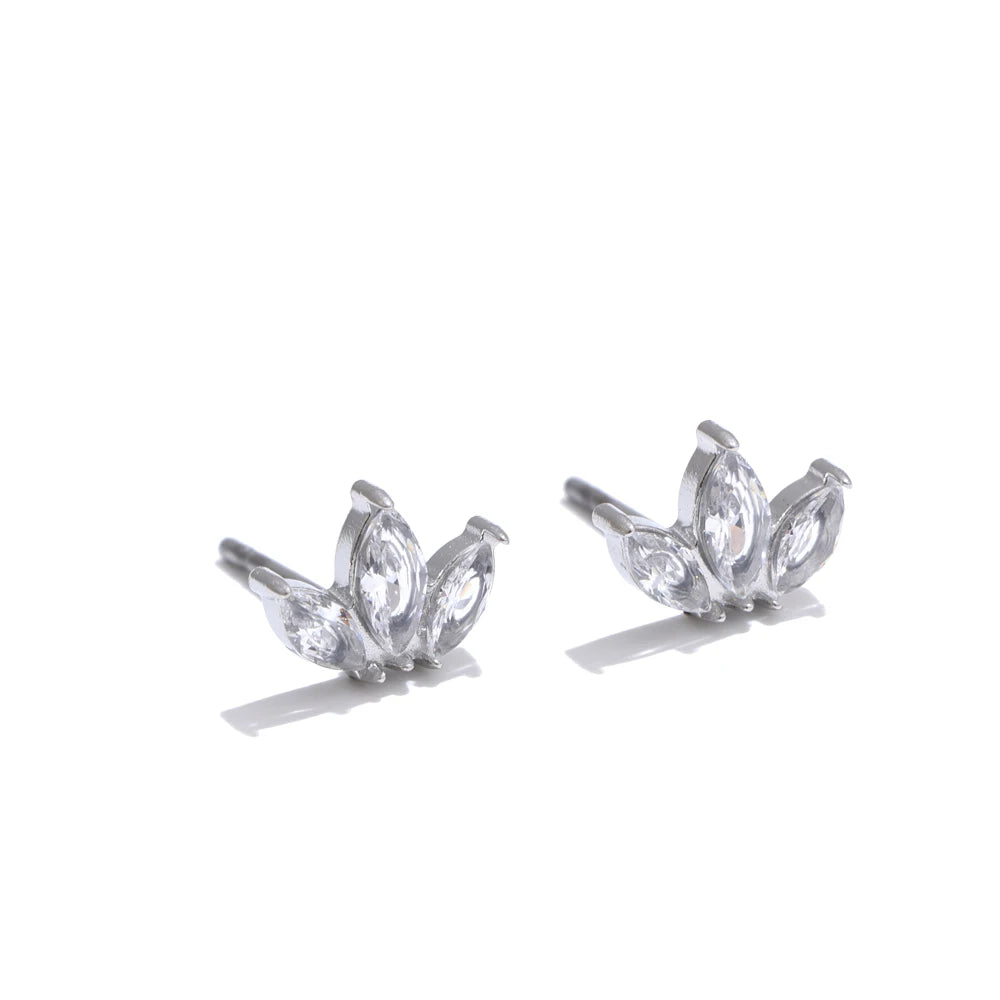 Cubic zirconia flower mini stud earrings - product image