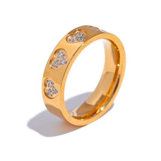 Cubic zirconia heart round tension mount fashion ring - product image