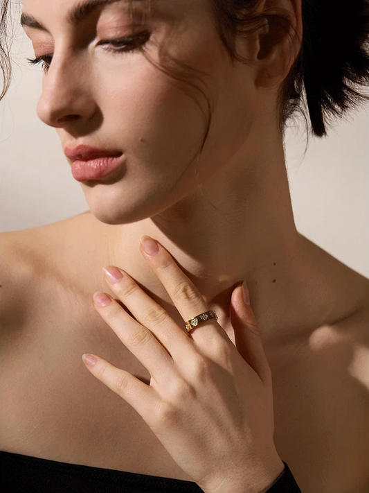 Cubic zirconia heart round tension mount fashion ring - product image
