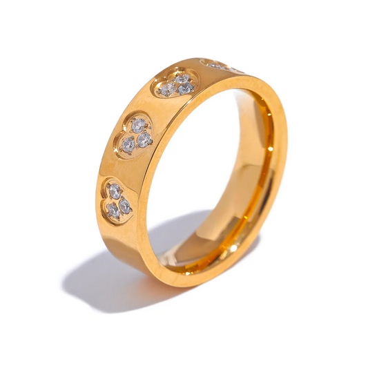 Cubic zirconia heart round tension mount fashion ring - product image