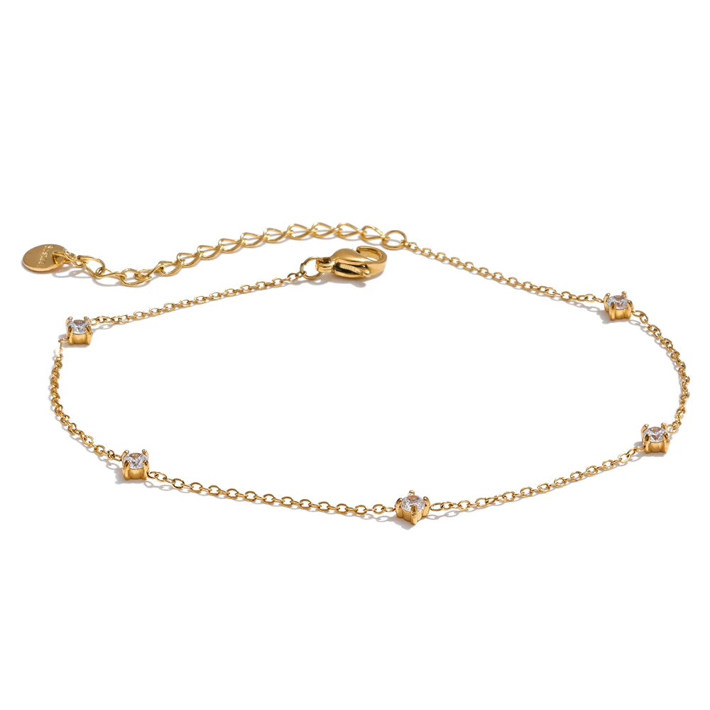 Cubic zirconia necklace anklet bracelet jewelry set - product image