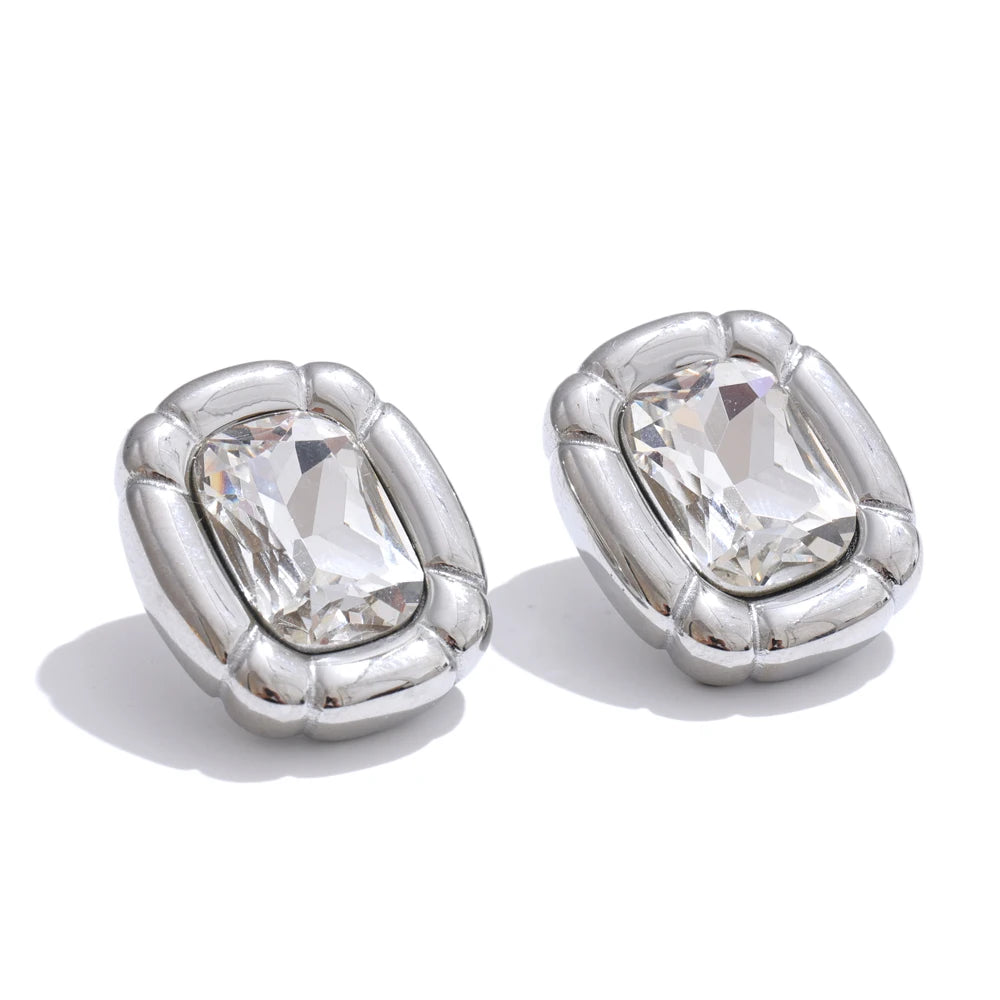 Cubic zirconia rectangle pendant earrings set - product image