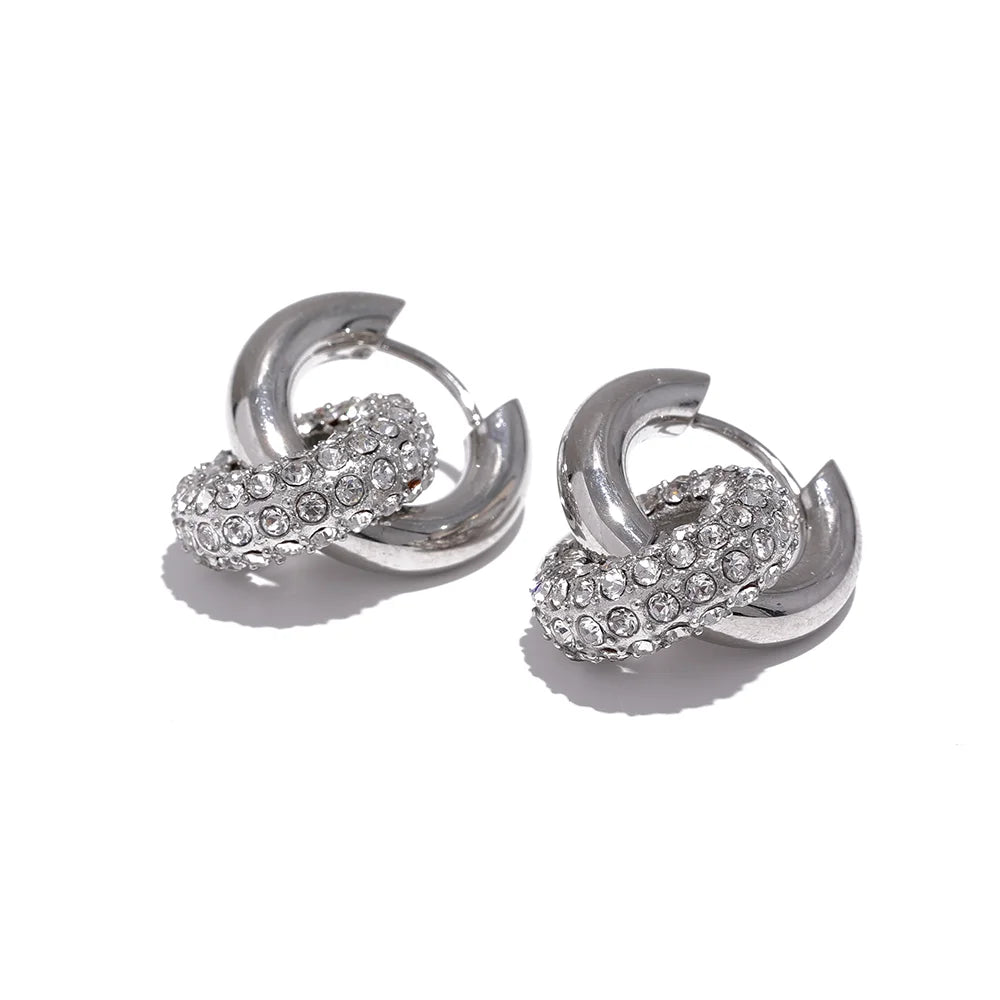 Cubic zirconia round huggie hoop earrings - product image