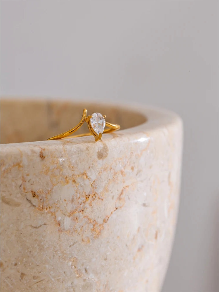 Cubic zirconia thin contemporary finger ring - product image