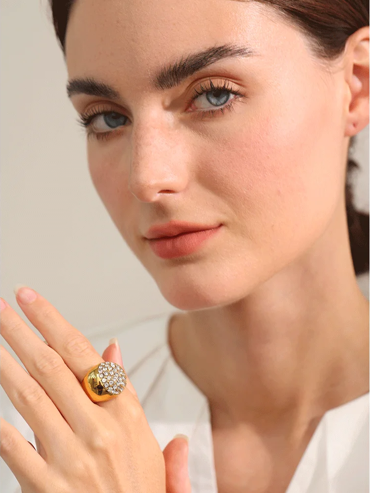 Cubic zirconia trendy cast open ring - product image