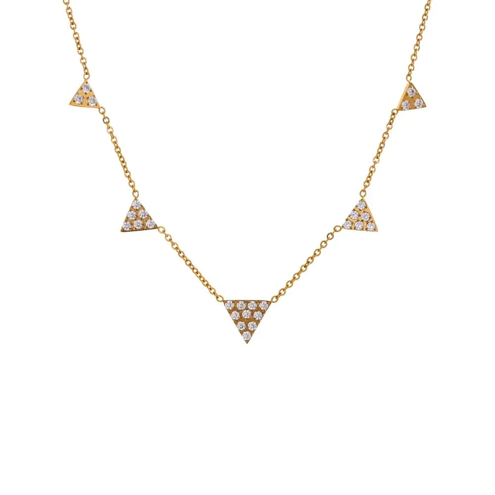 Cubic zirconia triangle drop necklace - product image