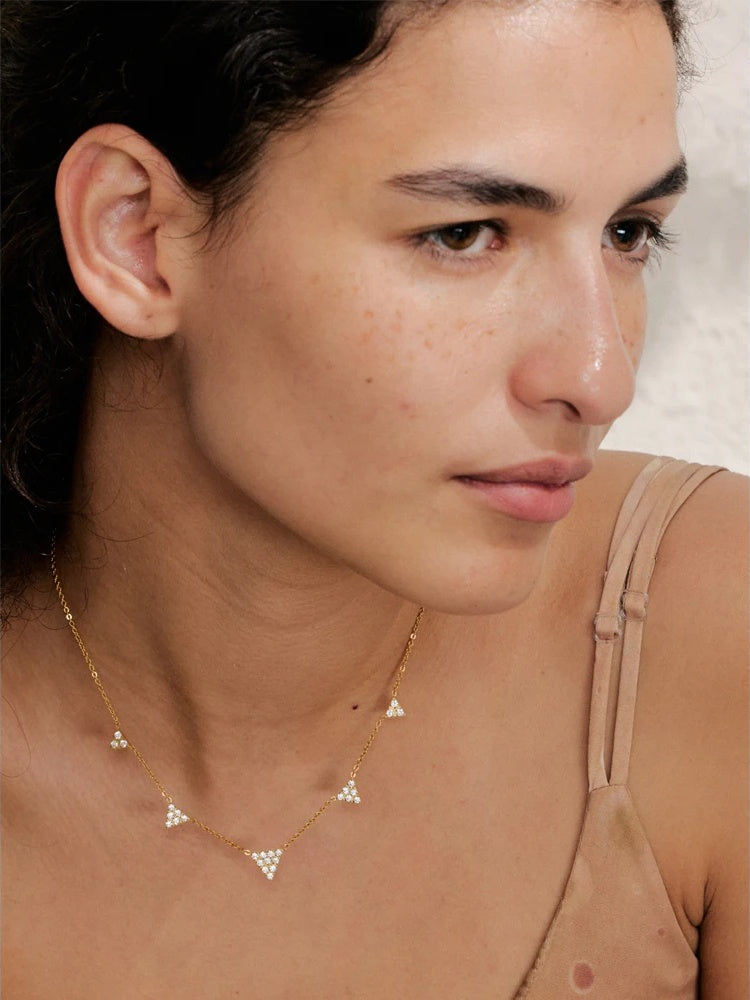 Cubic zirconia triangle drop necklace - product image