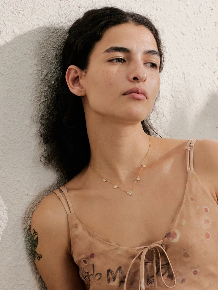 Cubic zirconia triangle drop necklace - product image