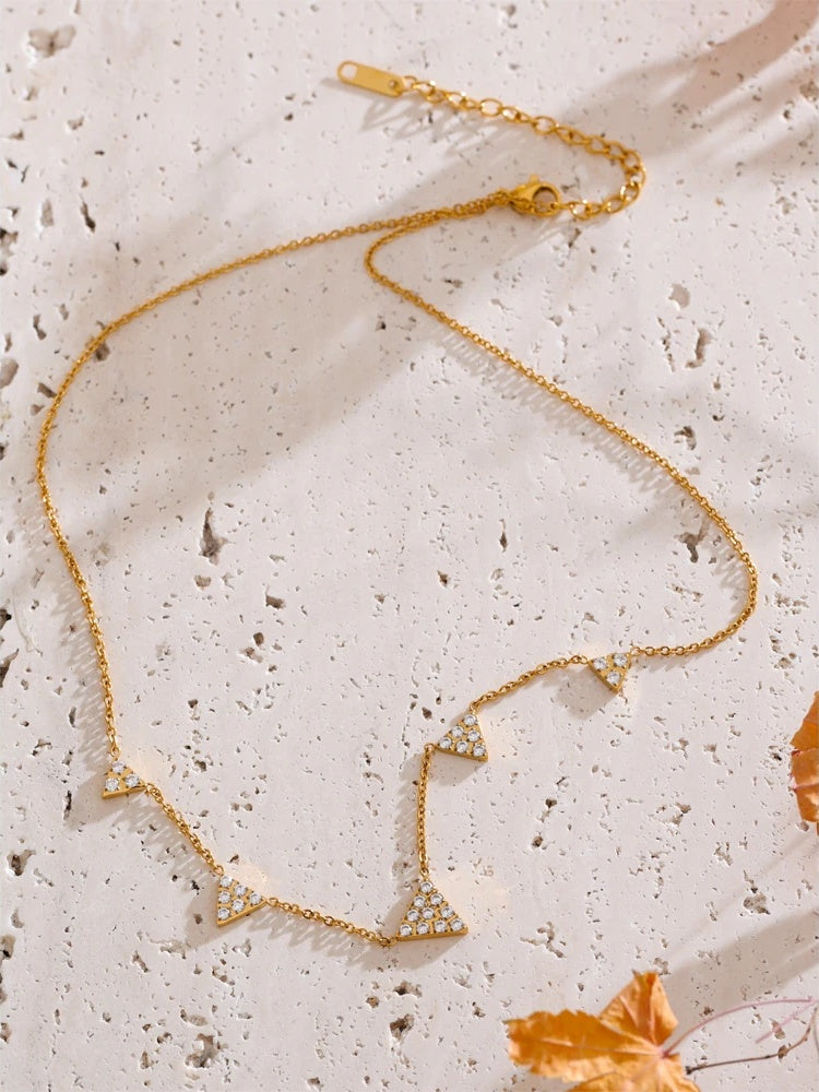 Cubic zirconia triangle drop necklace - product image