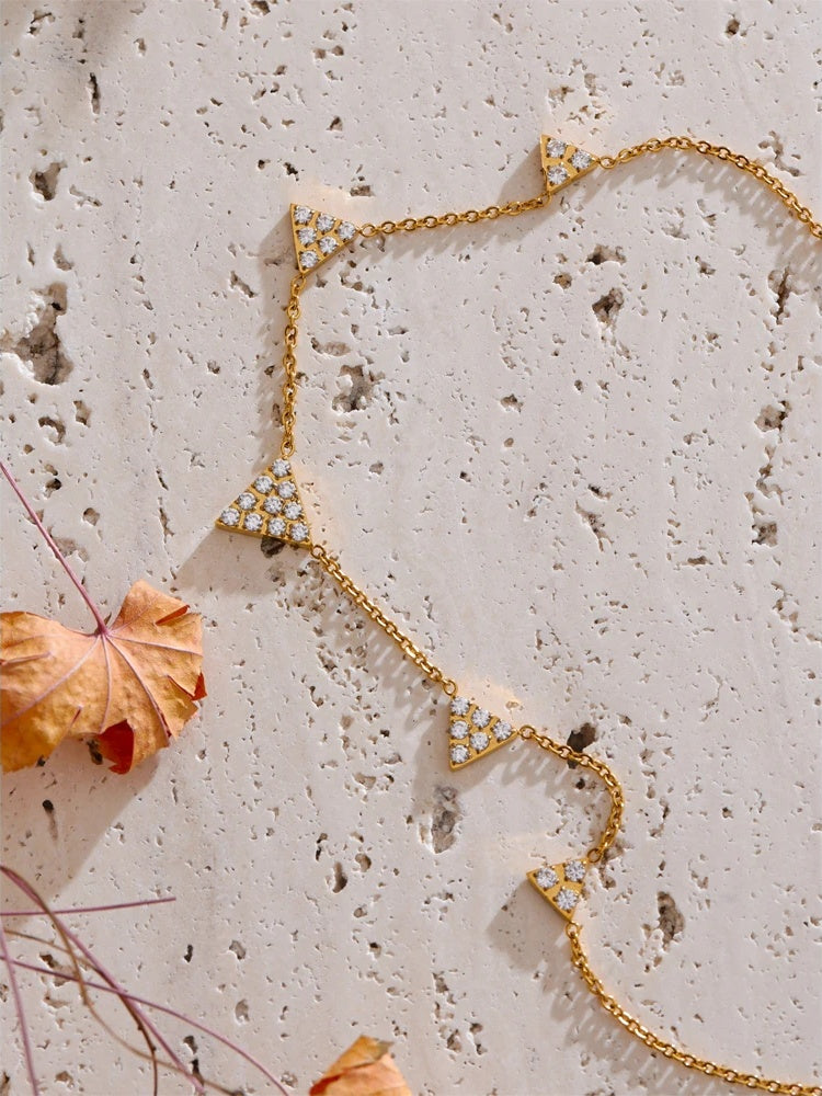 Cubic zirconia triangle drop necklace - product image