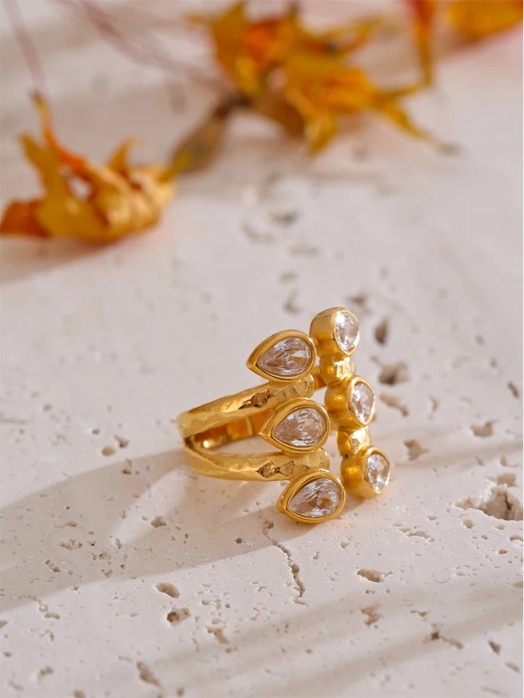Cubic zirconia water drop ring size 7.5 - product image