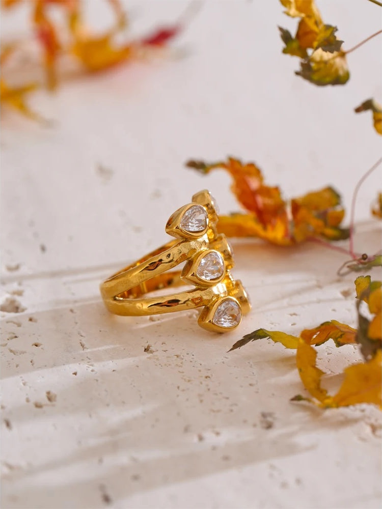 Cubic zirconia water drop ring size 7.5 - product image